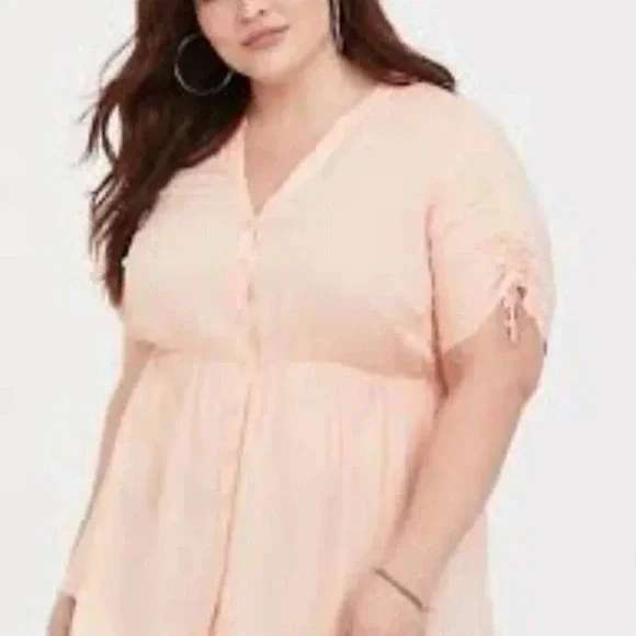 NWOT Torrid Babydoll Challis Tie Sleeve Top 3X - Picture 9 of 9